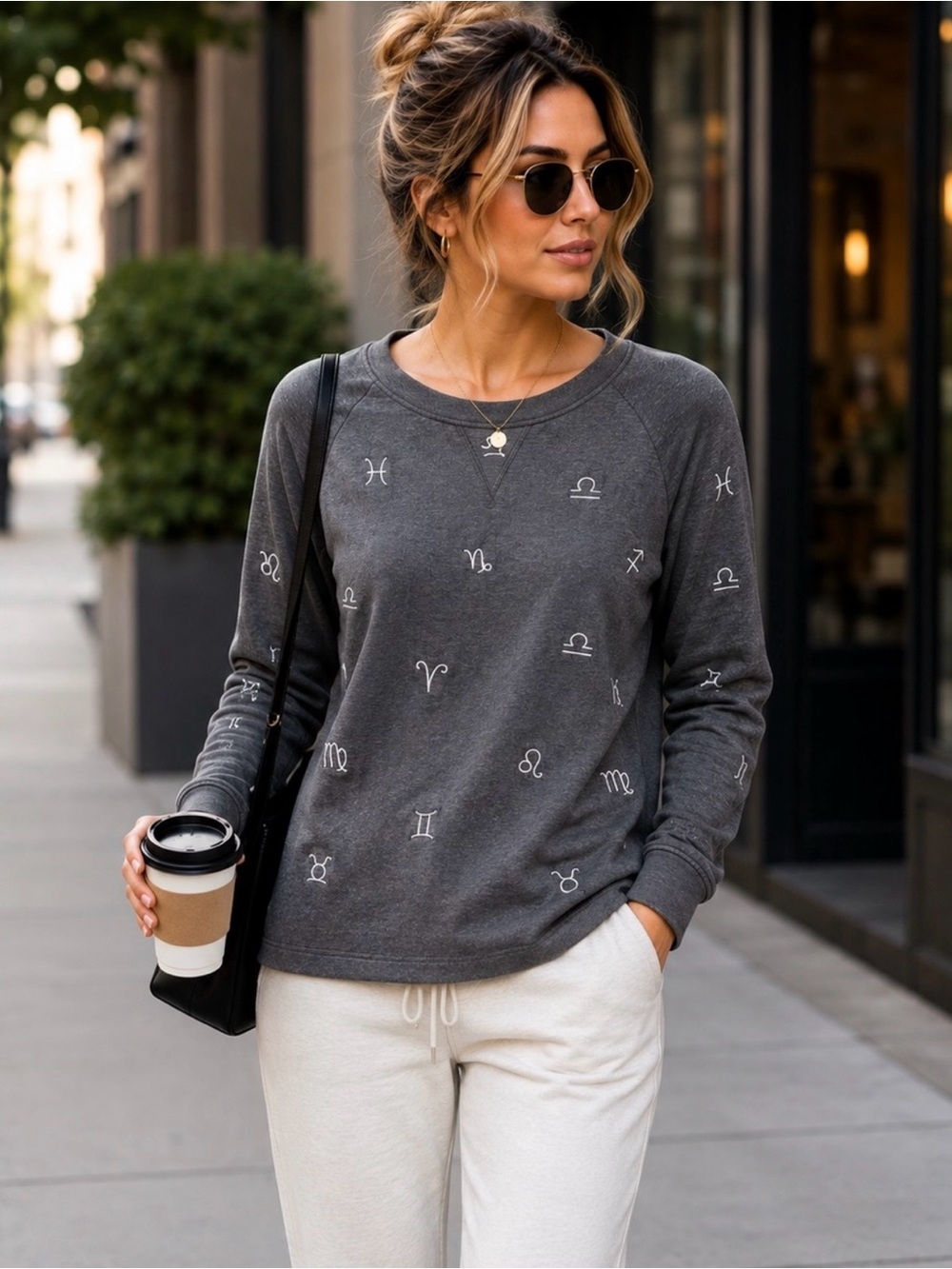 Lou & Grey Charcoal Astrology Signaturesoft Sweatshirt and Pants Set
